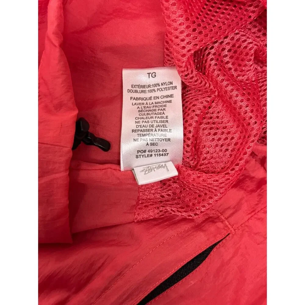 STUSSY Sport Jacket XL Mens Coral Pink Half Zip Pullover Windbreaker